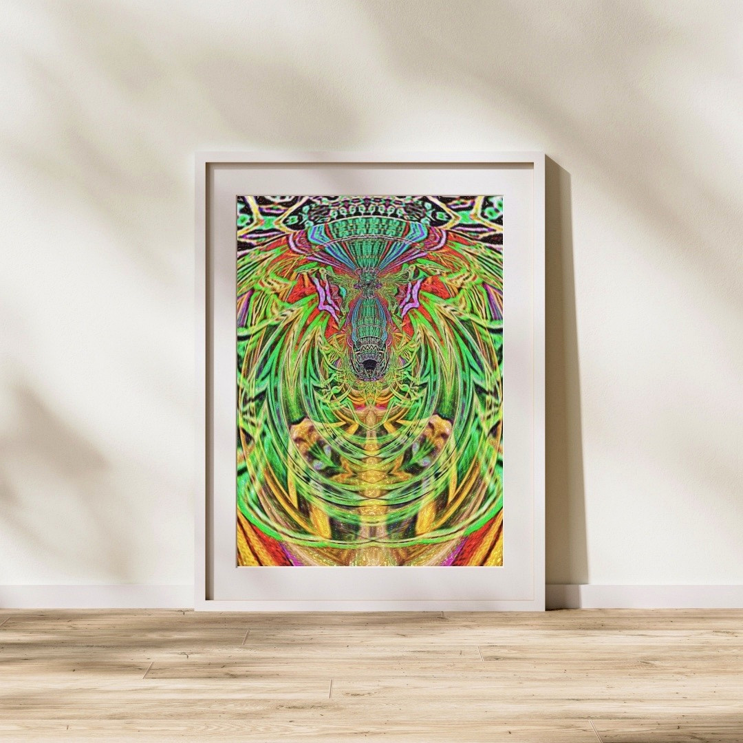 The Visual Vortex artwork in a framed setting