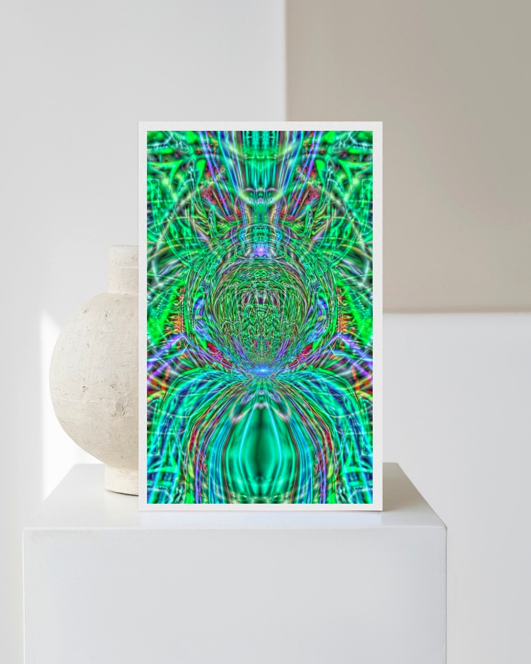 Hue-Man Lightbody artwork displayed on a plinth