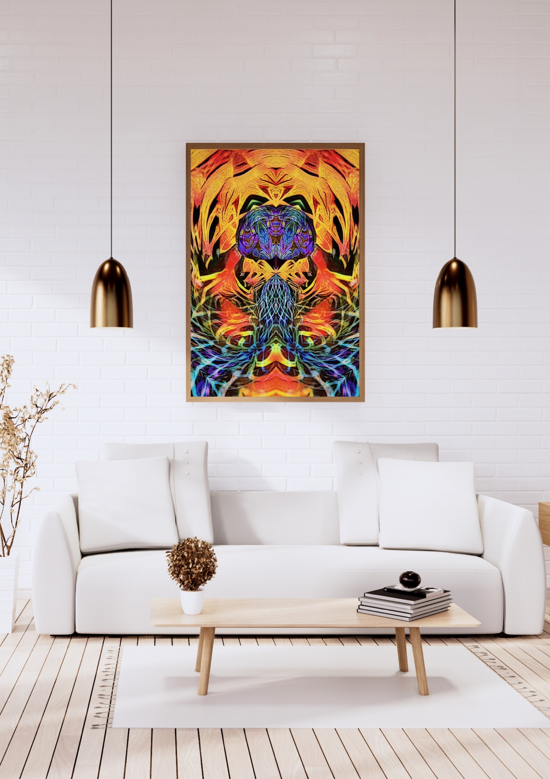 Hemispherical Waveforms artwork in a white interior