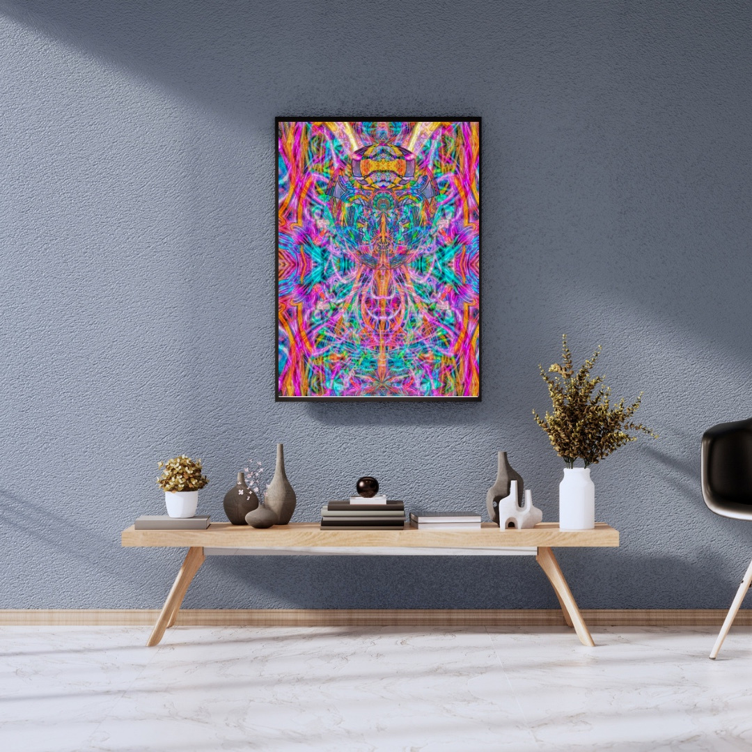 The Human Spirit artwork displayed in a blue interior
